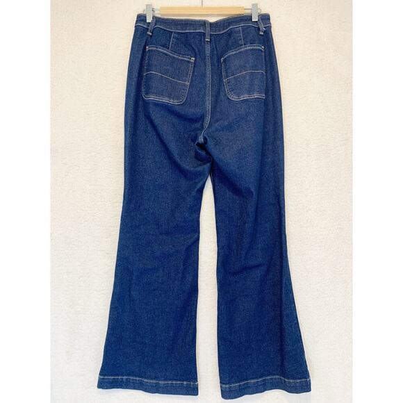 Old Navy Extra High Rise Flare Jeans Size 10 Boho Hippie Dark Wash 70s Style - Picture 2 of 7